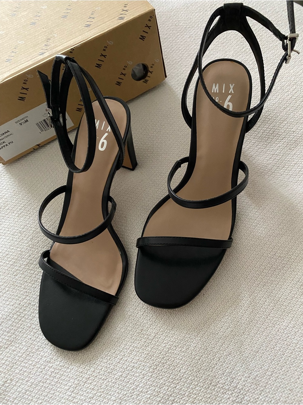 Mix No. 6 Black Strappy High Heels - NWOT